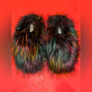 Steve Madden Ladies Faux Fur Slip On Mule Fuzzy Slippers Size 8 Bright Multi 900